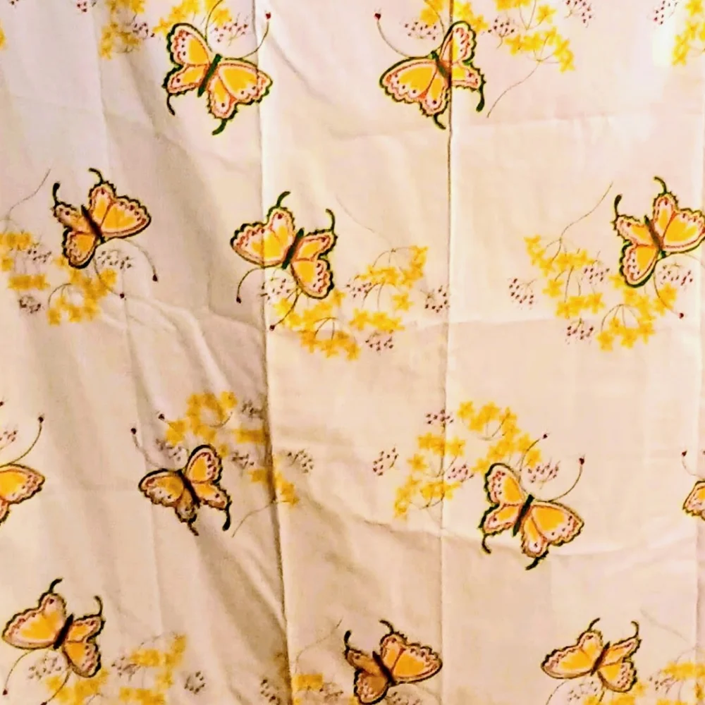 Custom Made Vintage 1970's Tastemaker Marlene Butterfly Fabric Shower Curtain